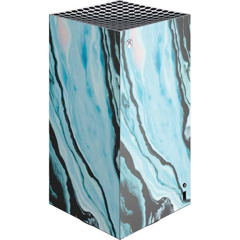 Aqua Blue Marble Ink XBox Series X Digital Edition Console Skin